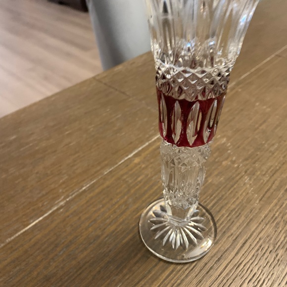 Ruby Cut-To-Clear Bavarian Bud Vase 8” Tall - Picture 5 of 9